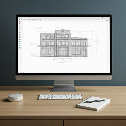 Workspace with charts on screen and notes on the desk